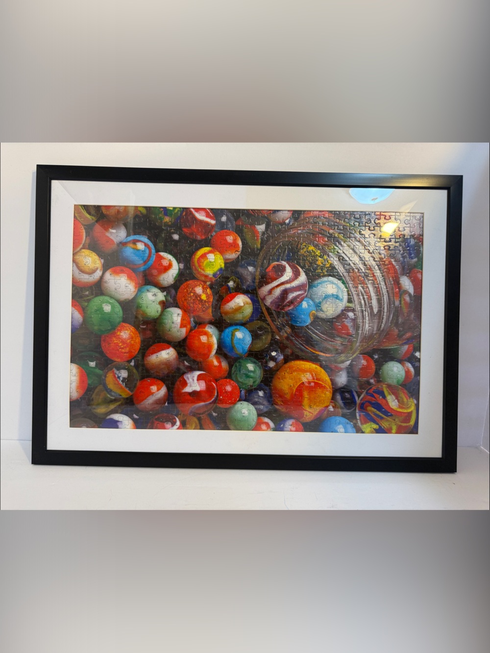 Framed Puzzle Multicolor Marbles Wall Art Print